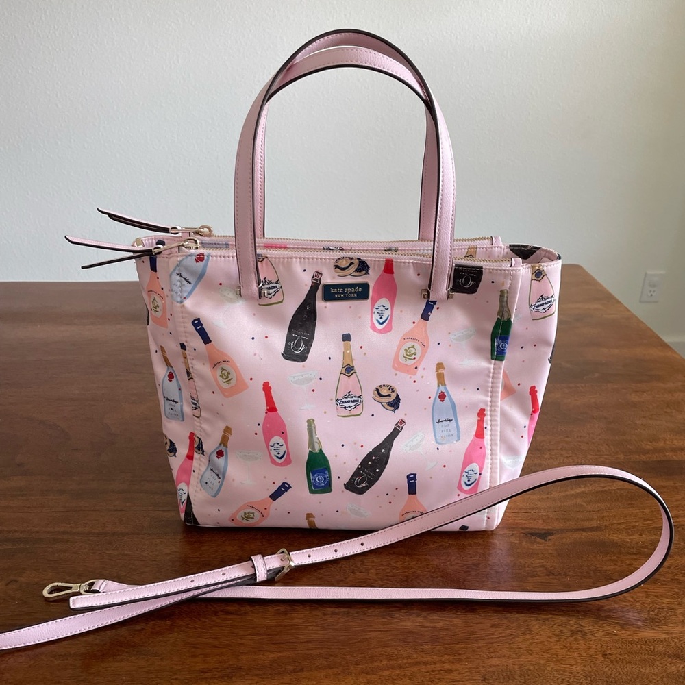 Kate Spade Pop Fizz Champagne Crossbody Tote Bag